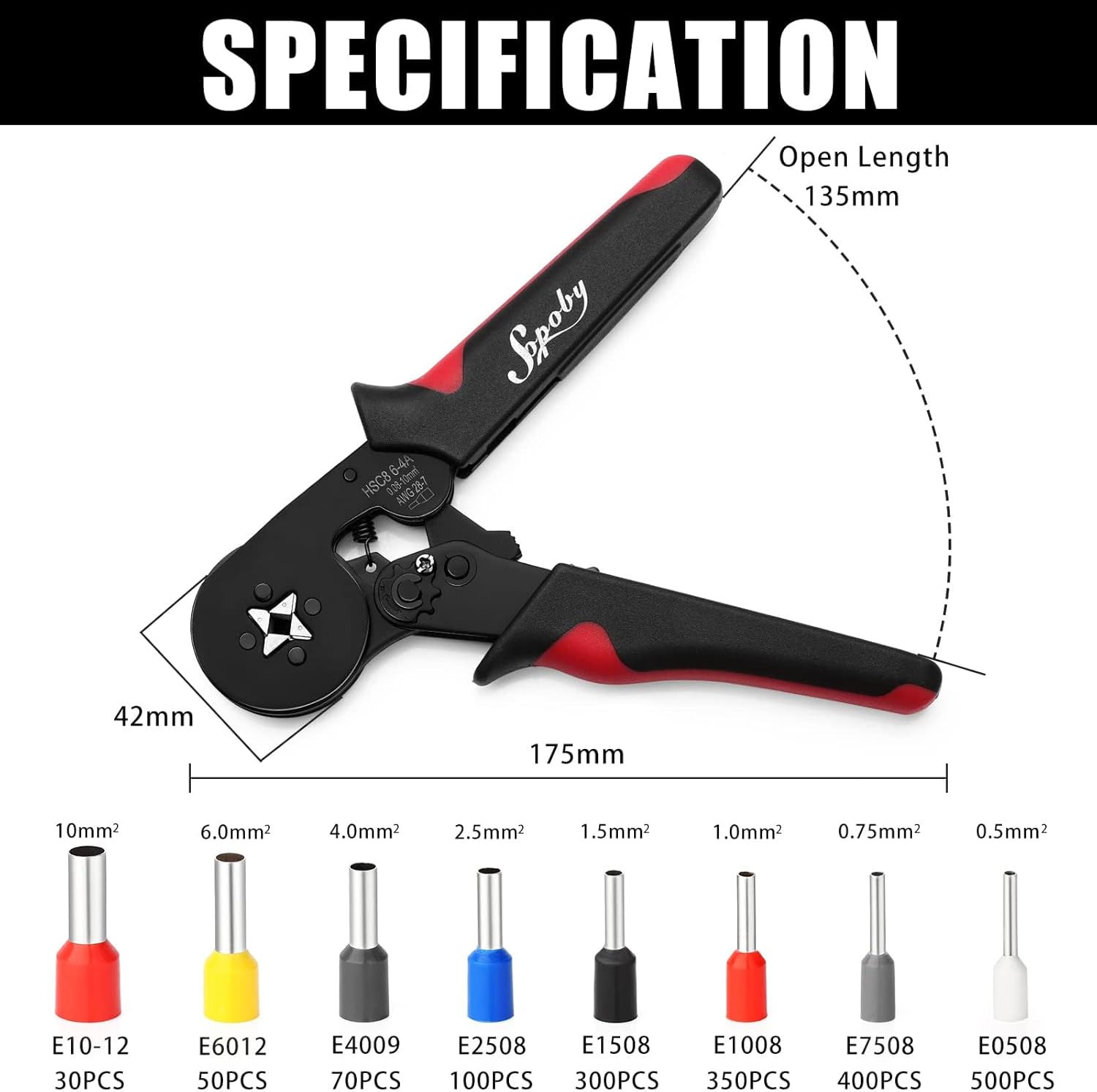 Sopoby 1800-Piece Ferrule Crimping Tool Kit – Self-Adjusting Ratchet Plier for AWG 28-7 Wire End Terminals