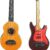 Suartus 2-Pack 1:12 Scale Miniature Wooden Guitars - Realistic Bass & Acoustic Models for Dollhouses, Fairy Gardens, Music Room Dioramas & Home Décor