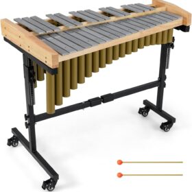 Giantex 32-Note Professional Glockenspiel Marimba with Adjustable Stand, Wheels & Practice Mallets - Portable Percussion for Classroom & Stage