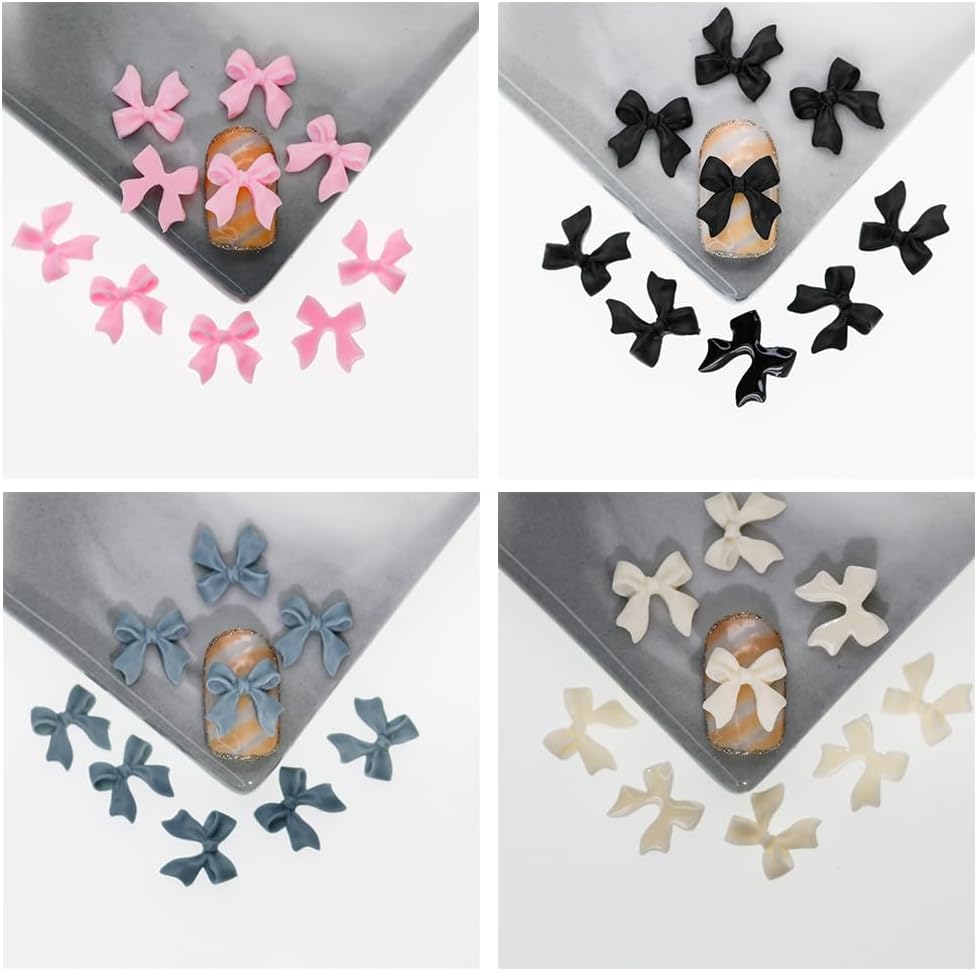 200-Piece 3D Resin Bowknot Nail Charms & Butterfly Rhinestones for DIY Nail Art, Phone Cases & Crafts