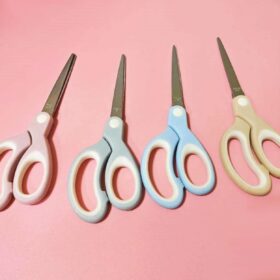 Premium Soft-Grip Scissors – Multipurpose Stainless Steel Cutters for Office, School & Crafts – Ambidextrous Design with Blunt Tip (Pastel Pink)