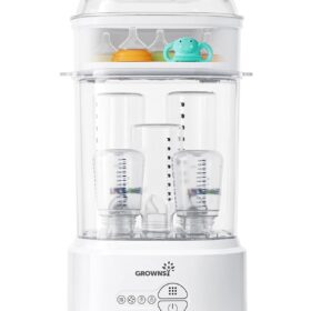 GROWNSY 5-in-1 Baby Bottle Sterilizer and Dryer – Fast Steam Electric Sanitizer for Bottles, Pacifiers, and Pump Parts – Auto Clean & Store