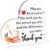 Teacher Appreciation Gifts Acrylic Plaque - Heart Shaped Thank You Sign for Women, Best End of Year, Birthday & Christmas Desk Decor for Educators from Students