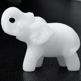 Hand-Carved White Jade Elephant Statue (1.8 Inch) – Lucky Feng Shui Crystal Figurine for Home Decor, Healing Stones, and Meditation Gifts