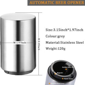 Premium Stainless Steel Automatic Bottle Opener – Magnetic Bar Tool with Cap Catcher for Home Bars & Kitchens