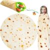 SILUI Giant Tortilla Blanket - 60 inch Soft Flannel Burrito Throw - Funny Novelty Taco Wrap for Teens & Adults - Unique White Elephant Gift for Bedroom, Couch & Camping