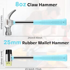 8oz Mini Hammer Set – Durable 2-Piece Claw Hammer & Rubber Mallet Kit for Woodworking, Flooring & DIY