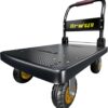 Heavy Duty Folding Platform Truck – 1200 lbs Capacity Flatbed Cart with 360° Swivel Wheels & Textured Surface – Industrial Strength Push Dolly for Warehouse, Garage, and Office Moves (Black)