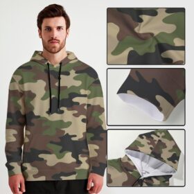 Unisex Camouflage Graphic Hoodie - Y2K Style Outdoor Pullover with Kangaroo Pocket