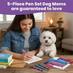 Dog Mom Gifts Pen Set – 5-Piece Novelty Ballpoint & Stylus Pens with Hilarious Quotes – Cute Office Accessories for Women, Veterinary Techs, & Dog Lovers