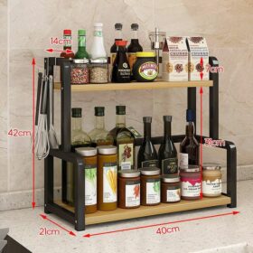 TooToo 2-Tier Countertop Spice Rack Organizer – 15.7 Inch Metal Seasoning Shelf for Kitchen Pantry & Dining Storage