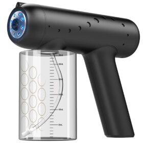 Cordless Spray Tan Machine - High-Power Portable Tanning Gun with 2-Speed Mist, USB-C Charging & Blue Light Therapy, Lightweight Handheld Atomizer for Salon & Home Use (Black)