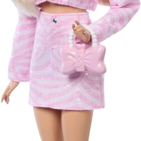 Barbie Deluxe Style Doll #9 - Pink Denim Fashion Set with Blonde Hair, Jacket, Skirt & Pearly Jewelry