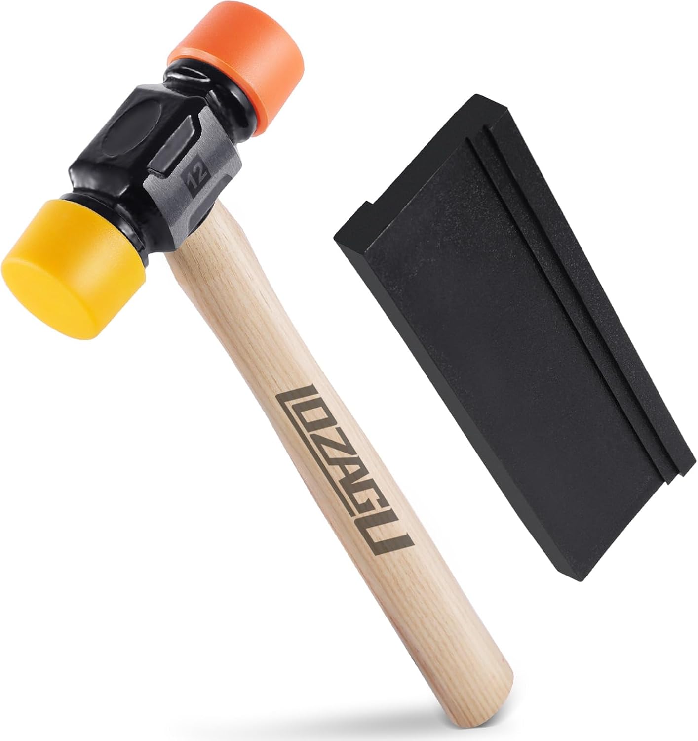 12oz Double-Face Mallet Hammer with Tapping Block – Soft Nylon & Plastic Head for Flooring, Furniture Assembly & Automotive Repair