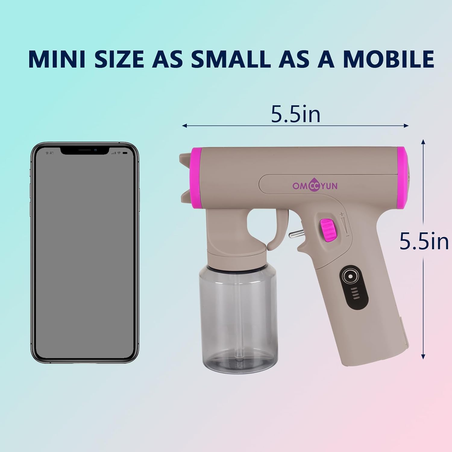 Cordless Spray Tan Gun - Portable HVLP Airbrush Machine with Rechargeable Battery, Adjustable Flow Control Knob, & Fluid Cup for Professional DIY At-Home Tanning (Gray)