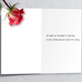 Romantic Valentine's Day Card with Recycled Linen Envelope - 'I Love You' Greeting Card for Husband, Wife, Boyfriend, Girlfriend - 8x5 Inch Premium Eco-Friendly Stationery for Anniversaries & V-Day