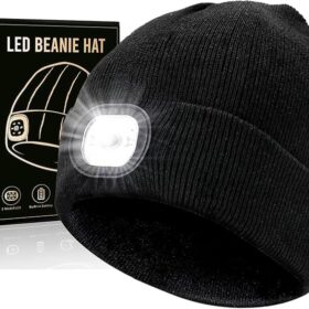 LED Beanie Hat with Light - Rechargeable Hands-Free Flashlight Cap for Men & Women - Warm Knit Skull Cap with 3 Brightness Levels for Camping, Running, and Outdoor Repair