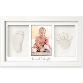 KeaBabies Baby Handprint and Footprint Kit - 100% Safe Air-Dry Clay Keepsake Frame with Photo Insert, Personalized Nursery Decor & New Mom Gift (Alpine White)