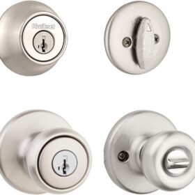 Kwikset 690T Tylo SmartKey Electronic Keypad Entry Door Knob and Single Cylinder Deadbolt Combo Set, Satin Nickel