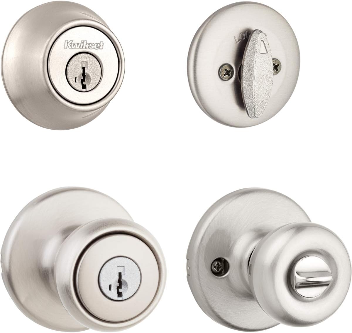 Kwikset 690T Tylo SmartKey Electronic Keypad Entry Door Knob and Single Cylinder Deadbolt Combo Set, Satin Nickel