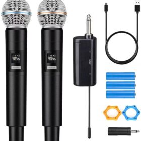 Professional Wireless Karaoke Microphone System – Dual Handheld USB Rechargeable Mics with LED Display, Aluminum Alloy Body & 30m Range for Home KTV, Meetings, and Events