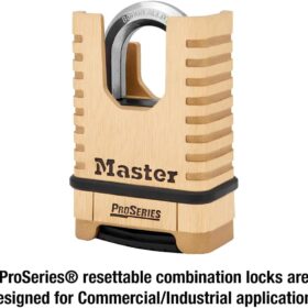 Master Lock ProSeries 1177D: Heavy-Duty Resettable Brass Padlock with Octagonal Boron-Carbide Shackle