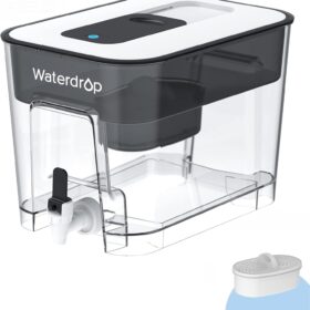 Waterdrop 40-Cup Large Capacity Water Filter Dispenser – 200-Gallon Filtration System for Home & Office – NSF Certified to Reduce Chlorine, PFOA/PFOS – BPA Free, Fast Flow (Black)