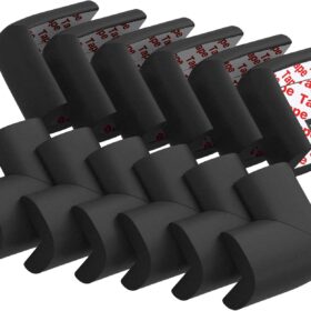 12-Pack Baby Proofing Corner Guards – Premium NBR Foam Edge Protectors for Tables, Furniture & Fireplace – Pre-Taped Safety Bumpers (Black)