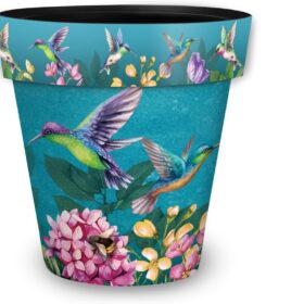 Briarwood Lane Springtime Hummingbirds Decorative Planter – UV-Resistant Outdoor & Indoor Flower Pot (8.5")