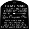 Personalized Husband Keychain – 'To My Man' Stainless Steel Engraved Gift for Him