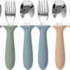 Toddler Utensils 6-Piece Set – Stainless Steel Self-Feeding Flatware with Ergonomic Silicone Handles – Dishwasher Safe Baby Spoons and Forks for Boys & Girls