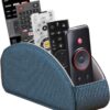 Laikesj Premium Leather Remote Control Holder – 5-Compartment Desktop Organizer Caddy for TV, DVD, Media Players & Electronics (Blue)