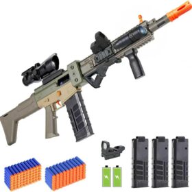 Electric Sniper Rifle Foam Blaster Kit - Semi-Auto Toy Gun with Scope, 120 Darts, 3 Magazines & Rechargeable Battery - Tactical Outdoor Game for Boys & Adults