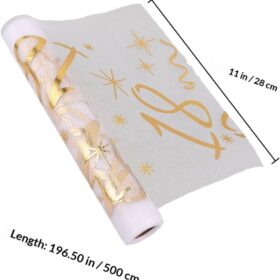 VICASKY Gold Foil Mesh Table Runner - 28 x 500cm Metallic Tulle Table Roll for 18th Birthday, Wedding, Anniversary & Party Dining Decor