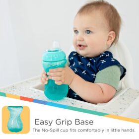 Nuby 3-Pack No-Spill Toddler Sippy Cups with Soft Silicone Spouts - Easy Grip, BPA Free - Blue, Aqua, Green