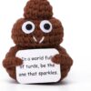 Inspirational Positive Doll & Gag Gift – Funny Knitted Office Decor for Desk, Stocking Stuffers for Women, Men, Coworkers & Best Friends