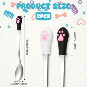 Premium Pet Can Lids for Wet Food - 2 Pack Stainless Steel Can Covers, Tight Seal Spoons for Cats and Dogs