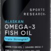 Sports Research Triple Strength Omega-3 Fish Oil - 1250mg Wild Alaskan Pollock Softgels - High Potency EPA & DHA Heart & Joint Supplement - Non-GMO, Gluten Free - 90 Count (1 Day Supply)