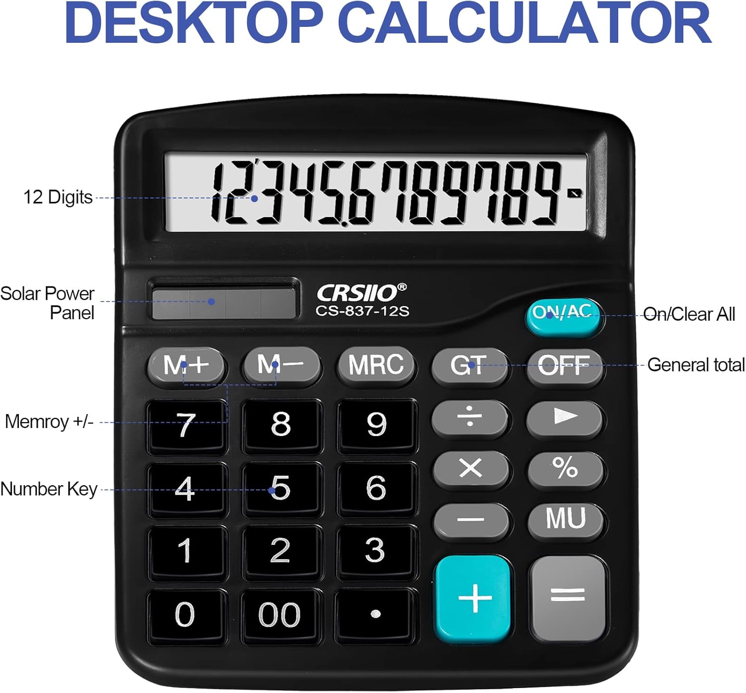 Flutesan 8-Pack Solar Desktop Calculators – 12-Digit Dual Power with Large Display and Big Buttons for Office, Home & School