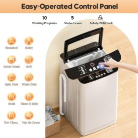 Auertech Portable Washing Machine and Clothes Dryer Combo Set – 1.8 Cu. Ft. Compact Washer & Dryer with 28 lb Capacity, 7 Wash Cycles, and Boot Dryer – Ideal for Apartments, Dorms, and RVs