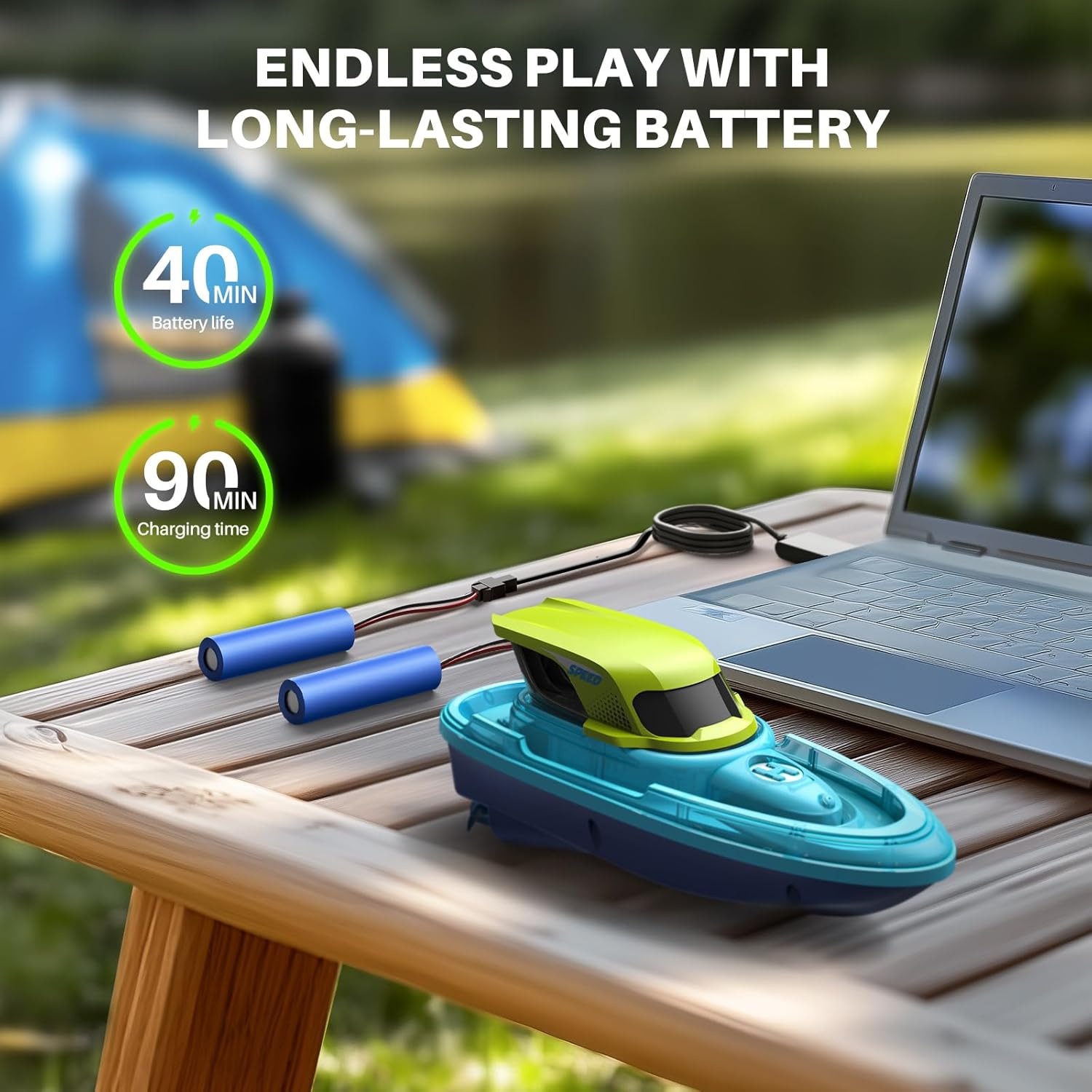 SYMA Q16 RC Boats for Kids and Adults - 2 Pack High-Speed Remote Control Boats with Water Spray & LED Lights - 40 Min Runtime, 2.4GHz Racing for Pool and Lake