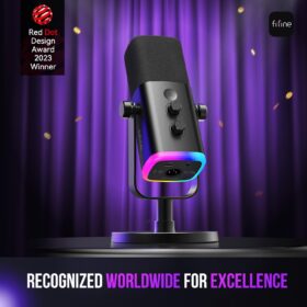 FIFINE AM8 Dynamic Microphone with RGB Lighting – USB/XLR Podcast Mic for Gaming, Streaming, and PC Recording with Mute Button, Headphone Jack & Stand