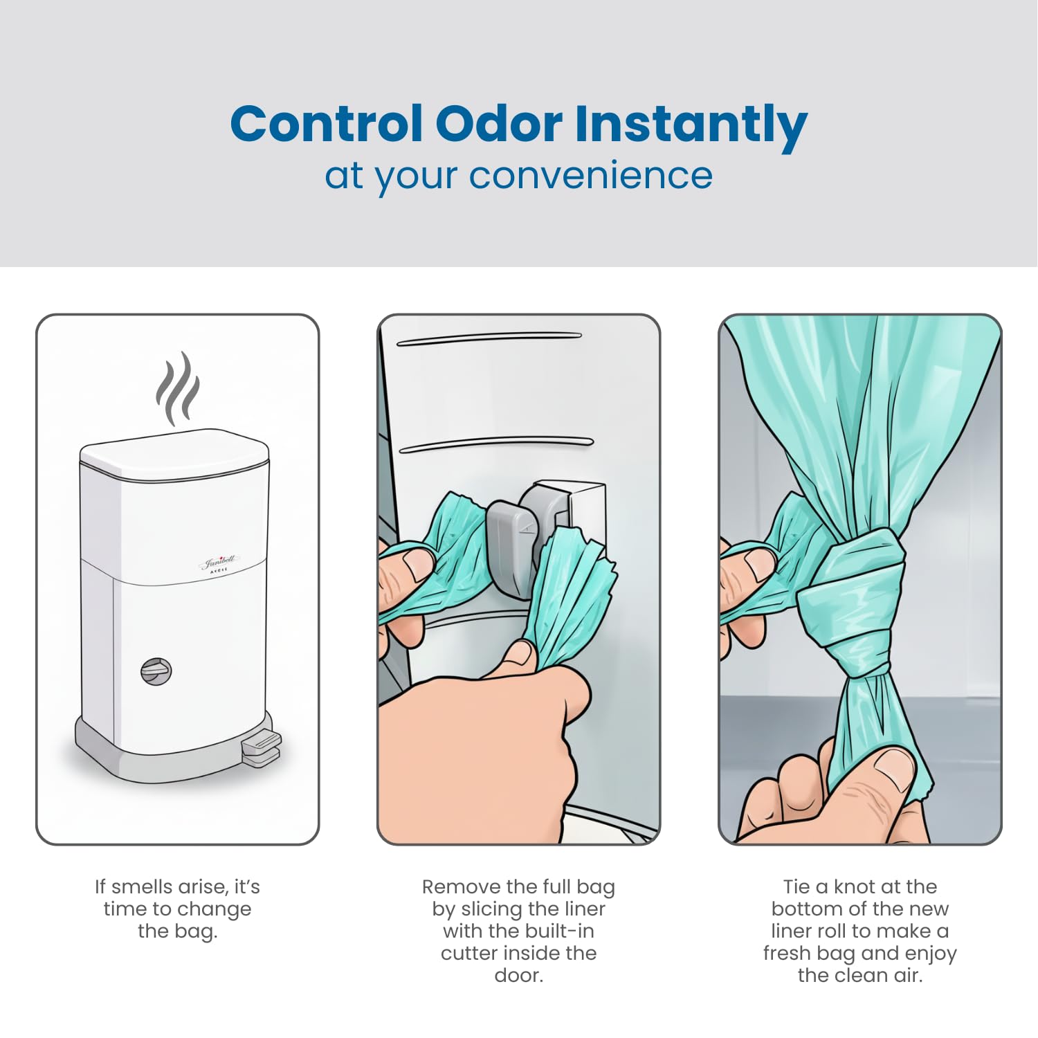 Janibell Akord 330 Adult Incontinence Pail – 11 Gallon Hands-Free Step Trash Can with Odor-Locking Seal & Continuous Liner System for Home Care