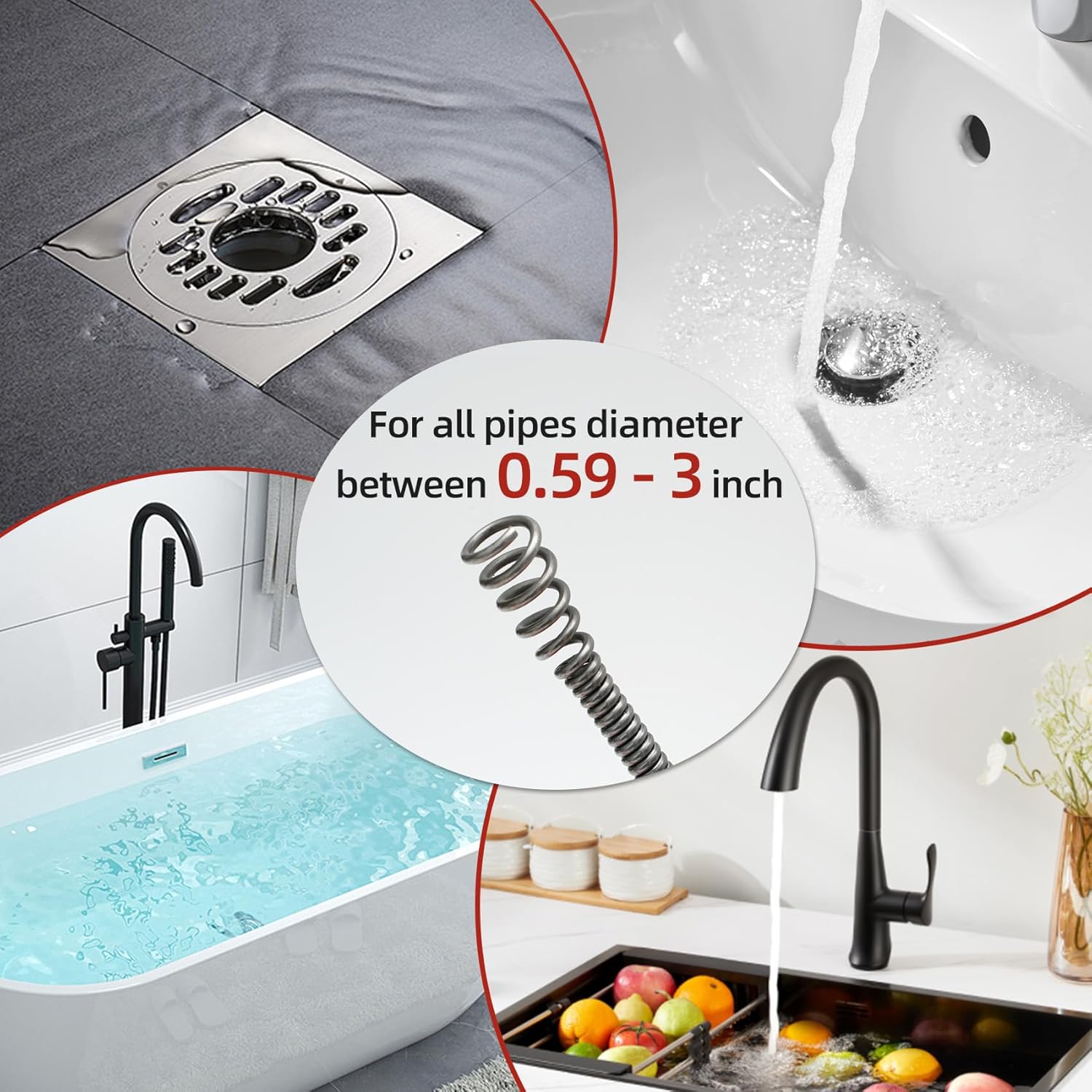 50FT Drain Snake with Auto-Feed - Drill Powered or Manual Plumbing Auger for Sink, Shower, and Bathtub Clog Removal - Includes Gloves & Storage Bag