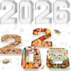 Class of 2026 Graduation Charcuterie Number Trays – 4 Pc White Cardboard Fillable Food Boxes for Party Snacks & Décor