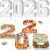 Class of 2026 Graduation Charcuterie Number Trays – 4 Pc White Cardboard Fillable Food Boxes for Party Snacks & Décor