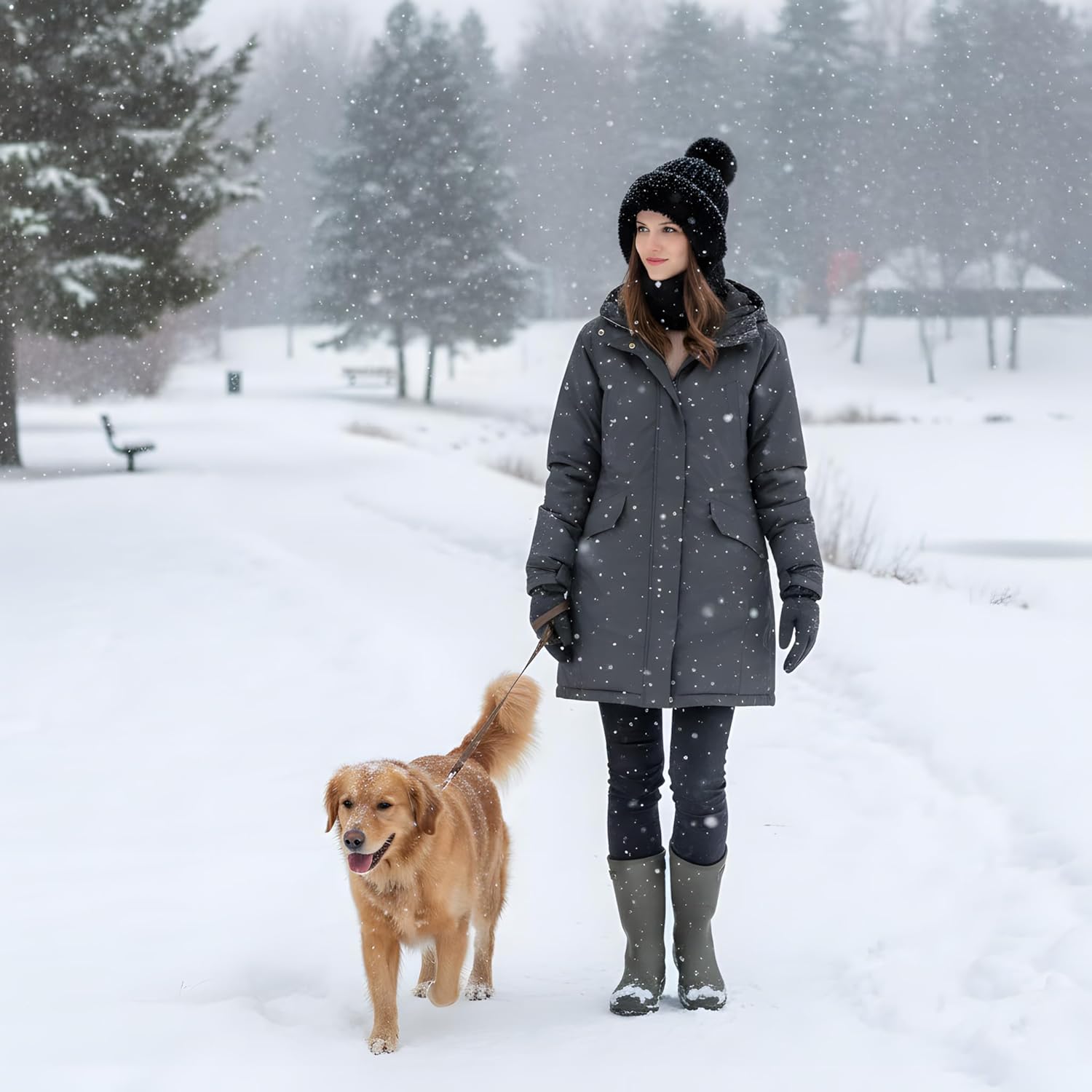 HUAMULAN Women's Winter Fleece Lined Knit Beanie & Balaclava Set - Warm Pom Pom Skull Cap with Neck Warmer for Skiing, Snowboarding & Cold Weather