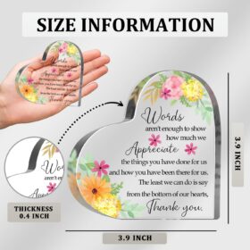 Heart-Shaped Acrylic Paperweight Gift – Inspirational Desk Decor for Women, Teachers, Coworkers & Bosses