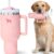 Pup Cup Tumbler Plush Dog Toy with Squeaker – Cute Pink Peach 'Starbucks' Style Cup for Puppies & Small Breeds – Funny Interactive Birthday & Valentines Gift for Girls