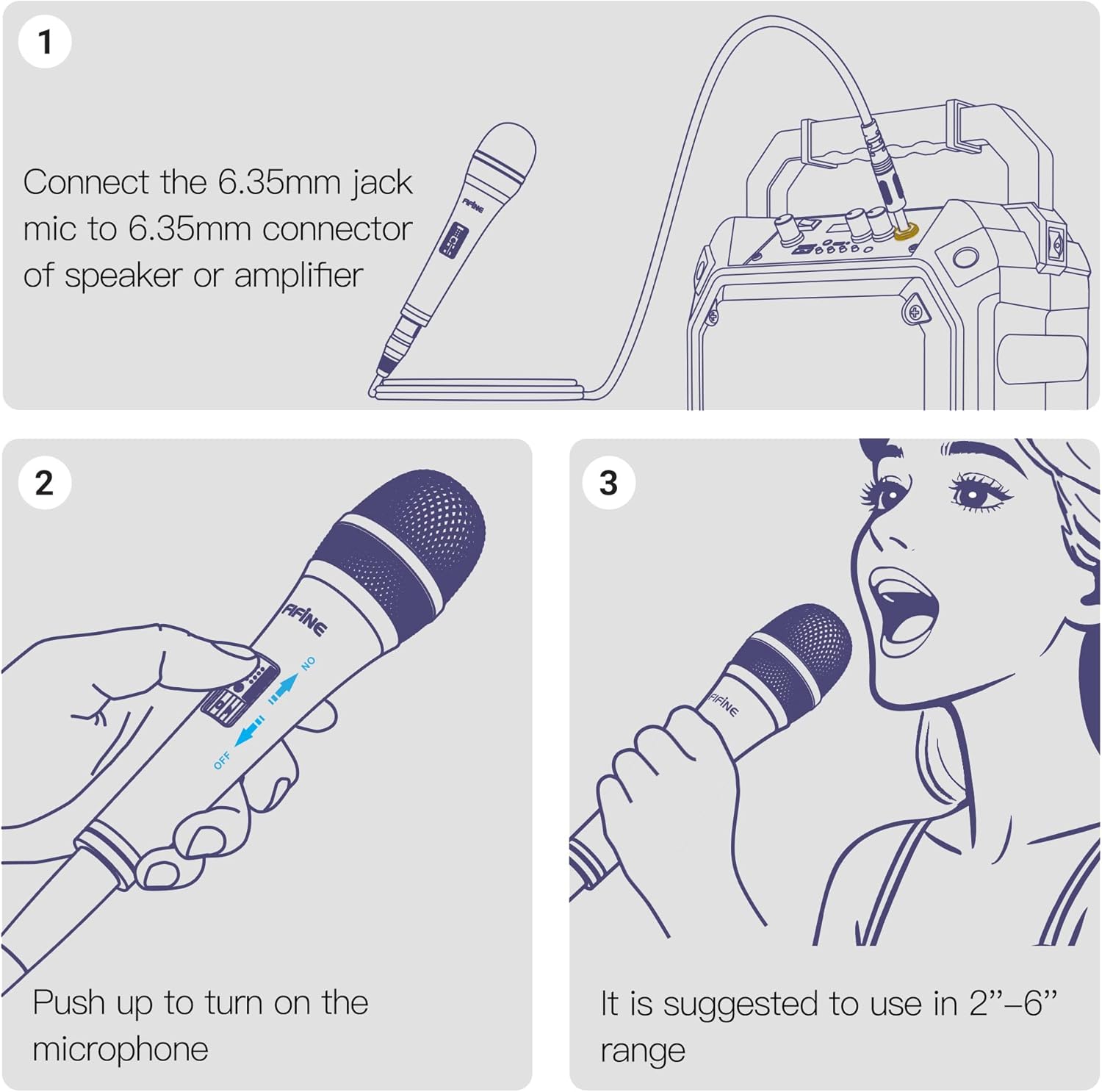 FIFINE K6 Wired Dynamic Vocal Microphone - Professional Handheld Karaoke Mic with 14.8ft Detachable Cable, 1/4'' Plug, ON/Off Switch for Singing, Speech, and DJ